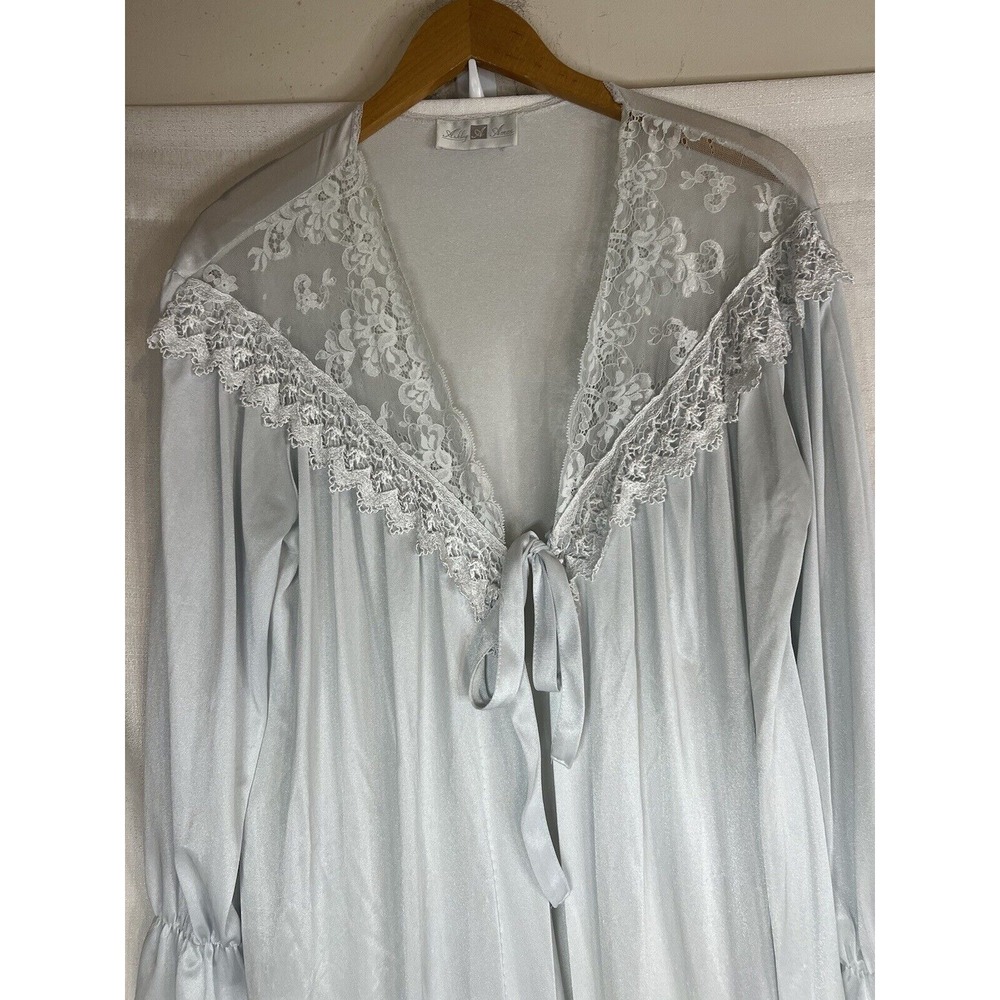 Vintage Ashely Ames Light Blue Maxi Front Tie Robe Nightgown Housecoat Medium - Picture 6 of 13